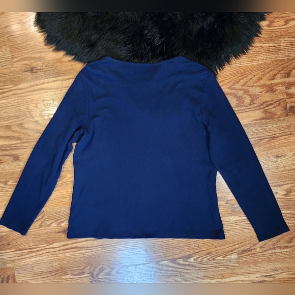Kim Rogers Long Sleeve Tee Navy Blue Women's Size XL - Picture 2 of 6